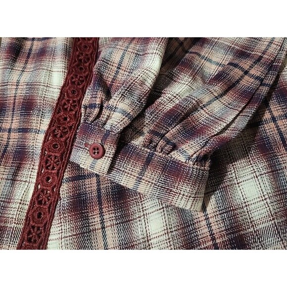 Suzanne Betro Womens Weekend Plaid Shirt Size L New Swing- Longer- Popover - Picture 6 of 9